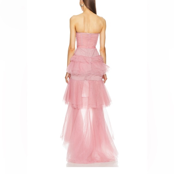 Michael Costello X REVOLVE Alai Gown Mauve - mesh tulle ruffle tiered maxi dress - Picture 5 of 7